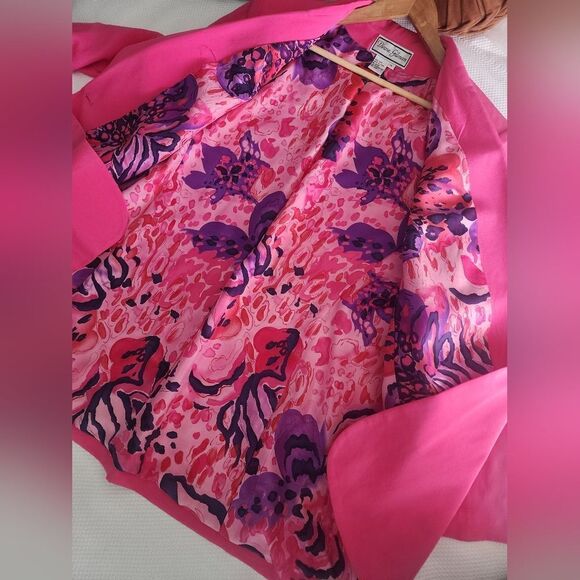 Diane Gilman Silk Pink Blazer Classic Notched Lapel - Picture 8 of 8